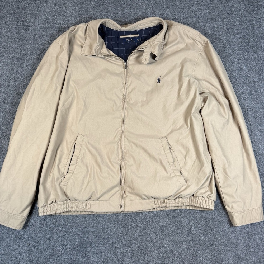 Polo Ralph Lauren Harrington Jacket Tan Khaki Plaid Lined 3XLT 3TG Tall Mens